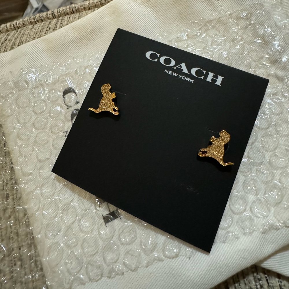 Coach Gold and Silver REXY Stud Earrings - Picture 2 of 6